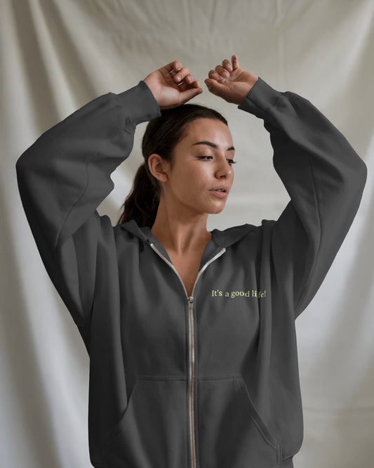 GIVE YOURSELF GRACE BLACK FULL ZIP UP HOODIE